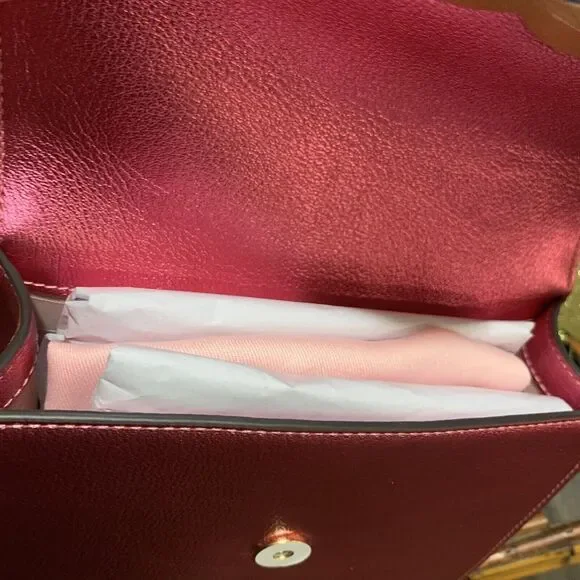 Kate Spade Bijou Barbie Pink Metallic Pebble Leather Top Handle Crossbody Bag - Picture 4 of 11